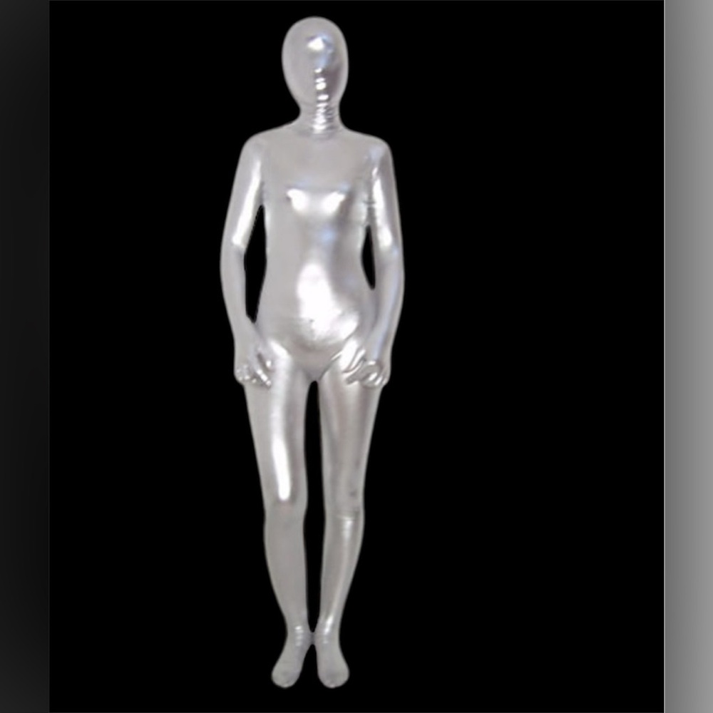 Silver full body Zentai suit in size 3X